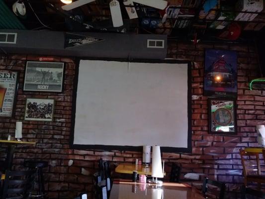 Wall with painted on screen for their projector!