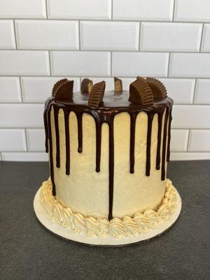 Chocolate Cake with Peanut Butter Buttercream & Chocolate Ganache Drip