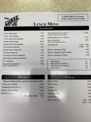 Lunch menu