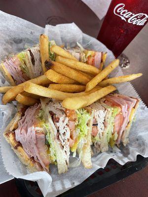 Club Sandwich and fries   You better be really hungry if you gunna order this one