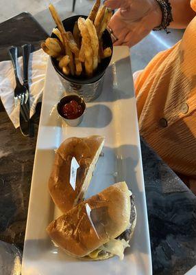 Wagyu burger and fries