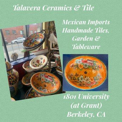 Mexican imports - Handmade tiles, Garden and Tableware.
Come visit us!