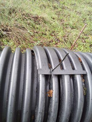 Culvert installed with zip ties( the sun degrades and they break)