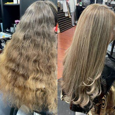 Before and after blonde