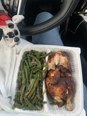 Half chicken so good and amazing green beans