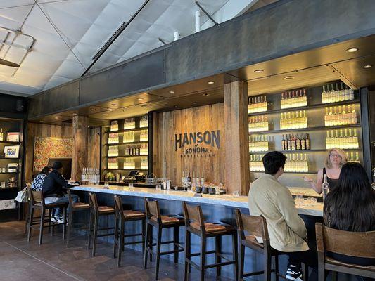 Interior of their tasting room at Hanson of Sonoma Distillery in Sonoma.