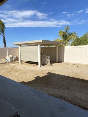 Cover for pool equipment to protect from harsh California sun.