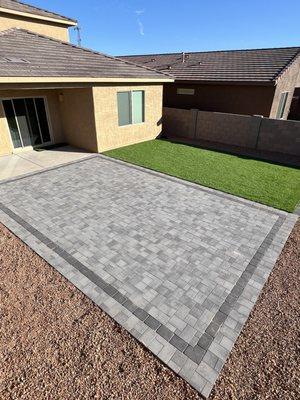 Paver, artificial grass, and gravel install