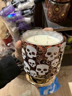 With the candle in it