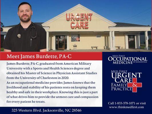 Meet our Occ Med Provider, James.