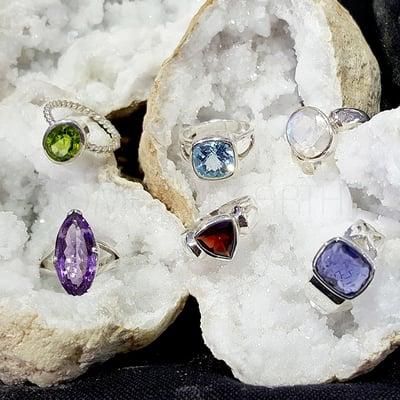 Rings!! Amethyst, Garnet, Iolite, Peridot, Blue Topaz, Moonstone.