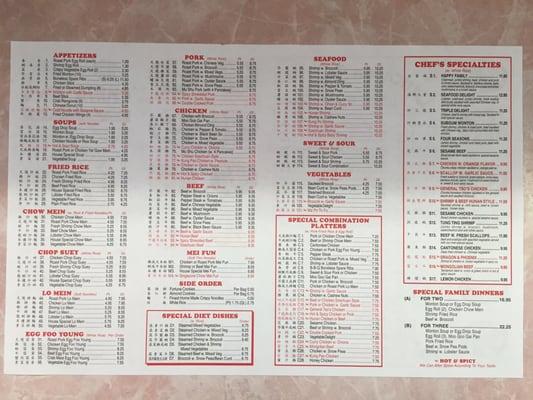 Full menu