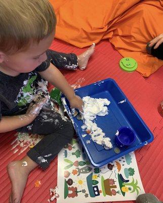 Messy sensory play in OT.