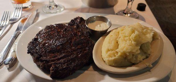 The Cajun blackened rib eye is huge and melts in your mouth.