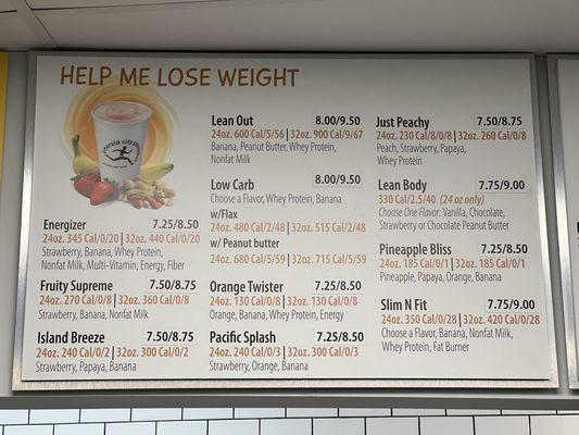 Help Me Lose Weight Menu Board