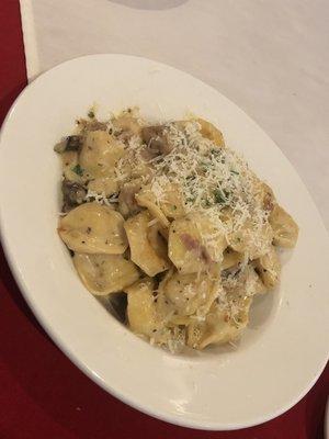 Tortellini con funghi. Good, but small portion & Olive Garden's tortellini is bigger and comes with more protein