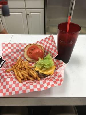 Cheeseburger and fries