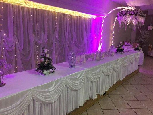 Stage set up with Tables for Toast or to Displays