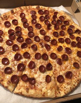 Pepperoni pizza with BBQ sauce