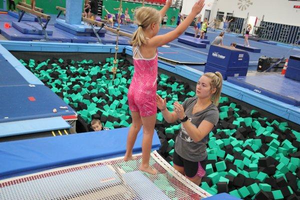 Trampoline and tumbling Lubbock. Loose Foam Pit. Trampolines. Gymnastics for Kids Lubbock.