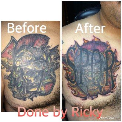 Tattoo fix up/cover up done by Ricky G at Xtreme ink.