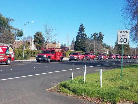 Look for the red truck!