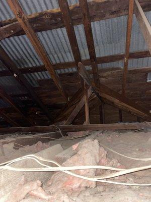 Attic of the leaking pull barn