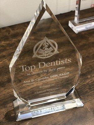 Dr. Coambs has been chosen as a Top Dentist in Charlotte for five years in a row: 2016, 2017, 2018, 2019, and 2020!