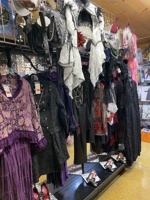 Costumes Aisles that inspire your creativity. All are hanging & ready for your viewing pleasure. Dressing Rooms are available