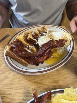 French toast, 2 eggs, bacon