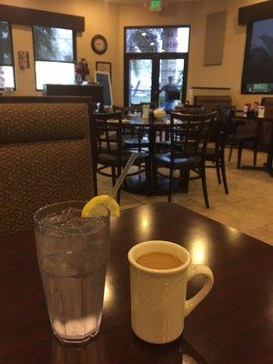 A perfect seat to have coffee and water while a short wait for breakfast special.