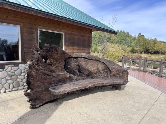 Neat bench on the outside patio area