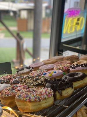 Our selection of raised donuts!