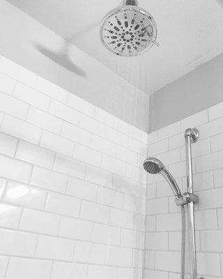 dual shower heads for the kids' bathroom