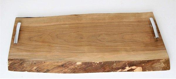 Live Edge Serving Tray with Silver handles