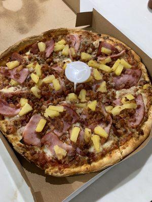 Ham, bacon, sausage and pineapple