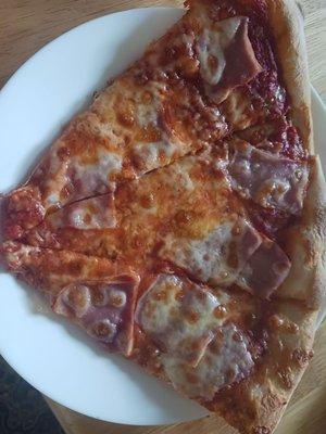 I ordered a ham and cheese pizza. This is the ham that came on the pizza, barley any. I will never order from here again