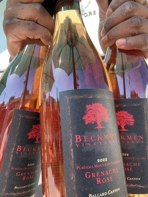 Grenache Rose from Beckmen Vineyards!!! So cold! So fresh! With a clean finish!