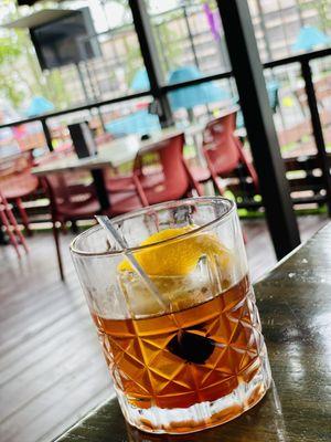 Smoked Old Fashion on the Patio