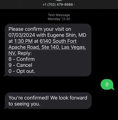 Confirmation text from office- no where does it state being 30 minutes early.