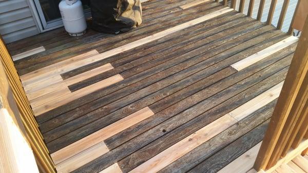 Repaired rotten deck boards.