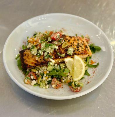 Weekly Special. Mediterranean Salmon on cous cous.