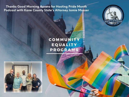 Pride Month Podcast with Kane County State's Attorney Jamie Mosser. Thanks Good Morning Aurora.