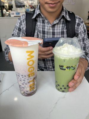 Red Bean Tofu Pudding Milk Tea and Uji Matcha