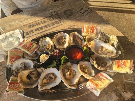 Steamed oysters