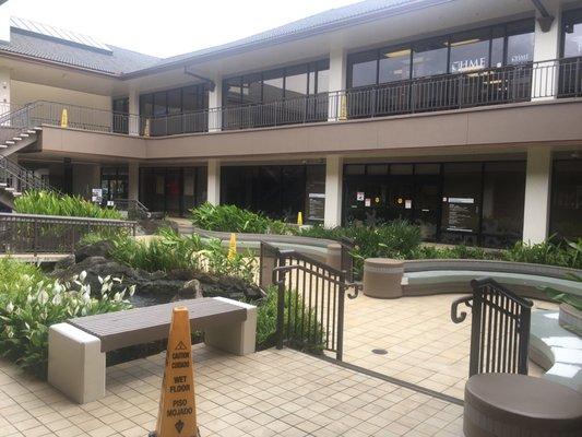 Nice little courtyard with a koi fish pond at the entrance with sliding doors.