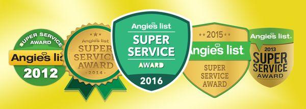 Angie's List Super Service Award recipient 7 years in a row, every year since 2012.