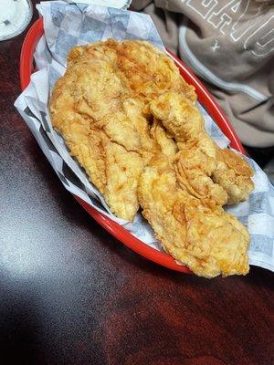 Chicken tenders, garlic parm fries with medium breaded wings.