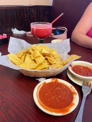 Chips, Salsa and a Strawberry Margarita