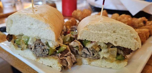 Cheese steak with tots